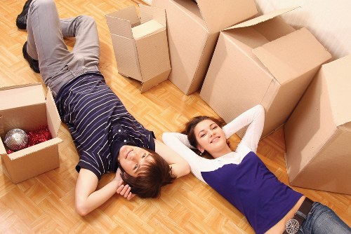 Packed boxes and furniture ready for a Queensbury home move
